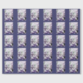 Niedliches Kitty Pattern Lila Abstrakte Blätter Geschenkpapier (Flach)