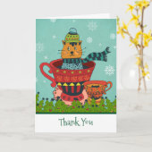 Niedliches Kitty sitzt in einem Teacup Weihnachten Karte (Gelbe Blume)