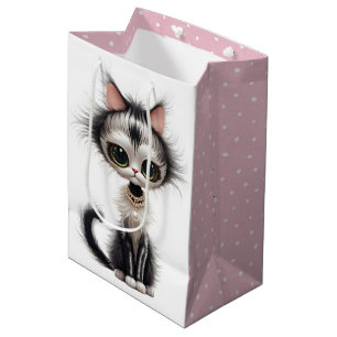 Niedliches Kitty Tragen einer Perlenschnur Mittlere Geschenktüte