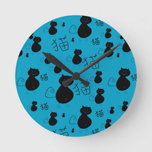 Niedliches Kittymuster Runde Wanduhr (Vorderseite)