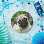 Niedliches Kitz-Mops-Welpen-Hundeporträt, Pappteller (Party)