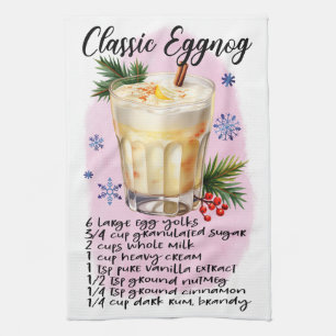 Niedliches klassisches Eggnog Weihnachtsgetränk Re Geschirrtuch