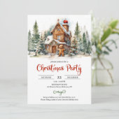 Niedliches klassisches Lebkuchenhaus mit Party Einladung (Stehend Vorderseite)