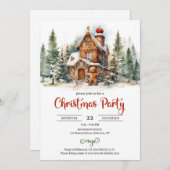 Niedliches klassisches Lebkuchenhaus mit Party Einladung (Vorne/Hinten)