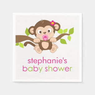 Niedliches kleines Affen-Girl-Babyduschpapier Napk Serviette