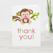 Niedliches Kleines Affenmädchen Danke-Karte Dankeskarte (Vorderseite)