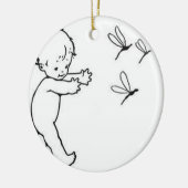 Niedliches kleines Baby, welches die Libellen, Keramikornament (Links)