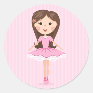Niedliches kleines Ballerina-Cartoonmädchen Runder Aufkleber