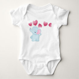 NIEDLICHES, KLEINES BLUE ELEPHANT MIT PINKBALONEN BABY STRAMPLER