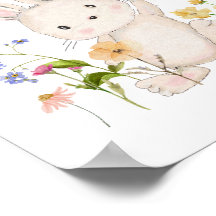 Niedliches kleines Bunny mit Pink Ballon & Wildblu