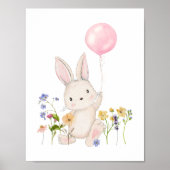 Niedliches kleines Bunny mit Pink Ballon & Wildblu Poster (Vorne)