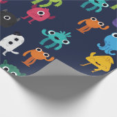 Niedliches kleines buntes Monster-Muster Geschenkpapier (Ecke)