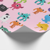 Niedliches kleines buntes Monster-Muster Geschenkpapier (Ecke)