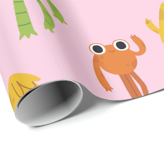 Niedliches kleines buntes Monster-Muster Geschenkpapier (Rolleneckpunkt)