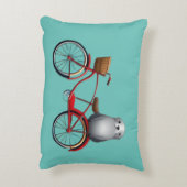 Niedliches kleines Cartoon Siegel auf einem Fahrra Dekokissen (Rückseite(Vertikal))