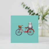 Niedliches kleines Cartoon Siegel auf einem Fahrra Einladung (Stehend Vorderseite)