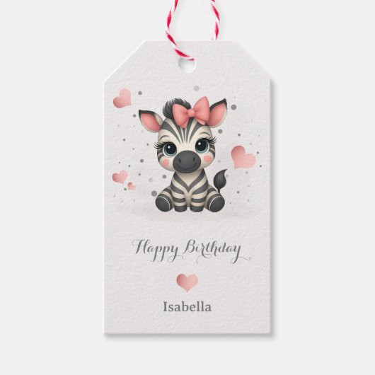 Niedliches kleines Cartoon-Zebra Geschenkanhänger (Vorderseite)