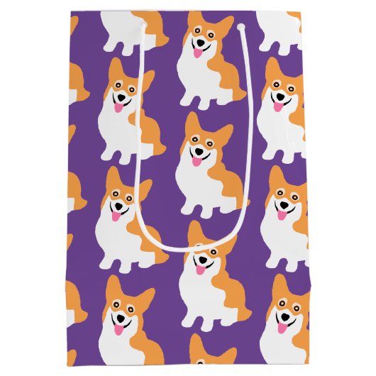 Niedliches kleines Corgi-Muster Mittlere Geschenktüte (Rückseite)