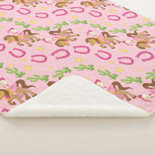 Niedliches kleines Cowgirl-Muster Sherpadecke