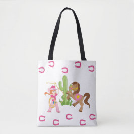 Niedliches kleines Cowgirl und Pony Tasche