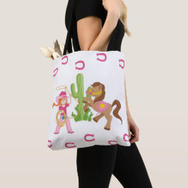Niedliches kleines Cowgirl und Pony Tasche