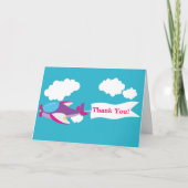 Niedliches Kleines Flugzeugmädchen Danke-Karte Dankeskarte (Vorderseite)