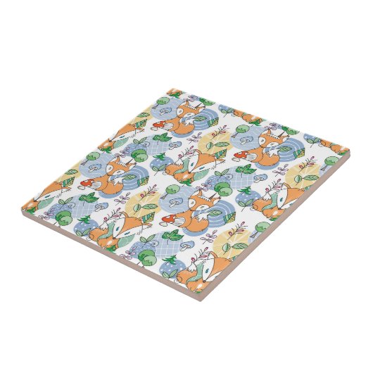 Niedliches kleines Fox-Muster Fliese (Seite)