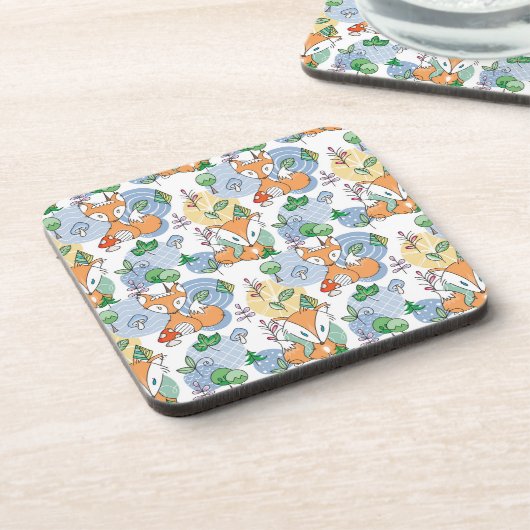 Niedliches kleines Fox-Muster Getränkeuntersetzer (Linke Seite)