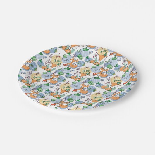 Niedliches kleines Fox-Muster Pappteller (Schrägansicht)