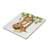 Niedliches kleines Fox-Waldtierkiefern-Baum-wild Fliese (Seite)