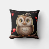 Niedliches kleines Funny Owl mit Liebe Herz Kissen (Vorderseite)