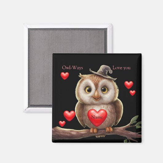 Niedliches kleines Funny Owl mit Liebe Herz Magnet (Vorderseite/Rückseite)