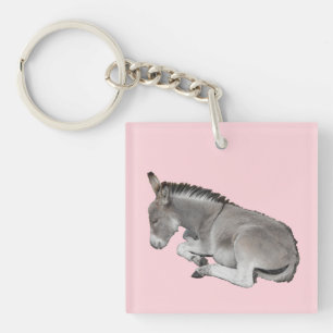 Niedliches kleines graues Donkey-Baby-Fohlen-Schla Schlüsselanhänger