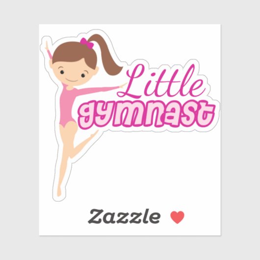 Niedliches Kleines Gymnast Brünettes Kind Gymnasti Aufkleber (Blatt)