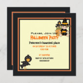 Niedliches kleines Halloween-Hexenschwarzkleid Einladung (Vorne/Hinten)