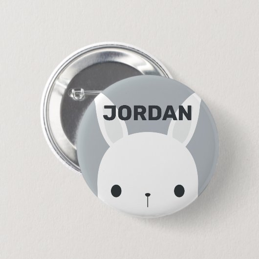 Niedliches kleines Hasen mit Personalisiertem Name Button (Vorne & Hinten)