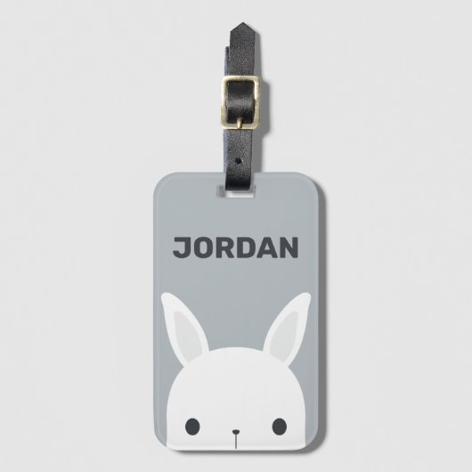 Niedliches kleines Hasen mit Personalisiertem Name Gepäckanhänger (Vorderseite Vertikal)