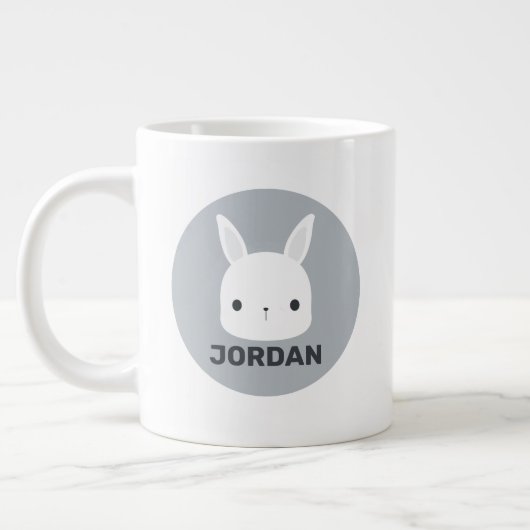 Niedliches kleines Hasen mit Personalisiertem Name Jumbo-Tasse (Links)