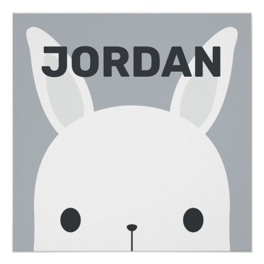 Niedliches kleines Hasen mit Personalisiertem Name Poster (Vorderseite)