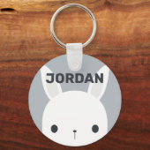 Niedliches kleines Hasen mit Personalisiertem Name Schlüsselanhänger (Vorderseite)