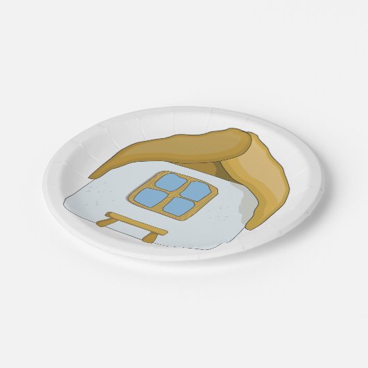 Niedliches kleines Haus Pappteller (Schrägansicht)