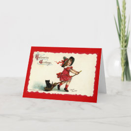 Niedliches kleines Hexe-Mädchen Halloween Karte