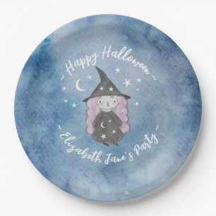 Niedliches kleines Hexenkind-Halloween-Party Pappteller