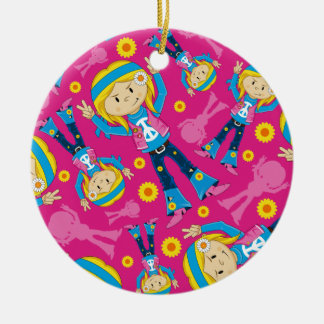 Niedliches kleines Hippie-Mädchen Keramikornament