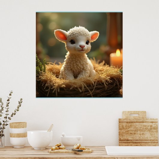 NIEDLICHES KLEINES LAMEN IN EINEM MANGER POSTER (Küche)