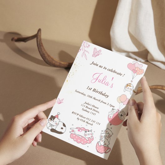 Niedliches kleines Mädchen 1. Geburtstag Einladung