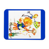 niedliches kleines Mädchen an der Wand Magnet (Horizontal)