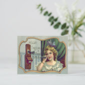 Niedliches Kleines Mädchen Antique Telefon Postkarte (Stehend Vorderseite)