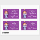 Niedliches kleines Mädchen betet Art Name Weihnach Rechteckiger Aufkleber (Blatt)