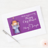 Niedliches kleines Mädchen betet Art Name Weihnach Rechteckiger Aufkleber (Umschlag)